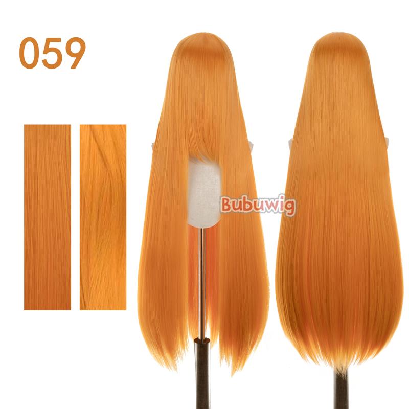 Bubuwig Synthetic Hair 100cm Long Straight Pure Color Cosplay Wigs Over 100 Colors Black White Red Blue Brown Wig Heat Resistant