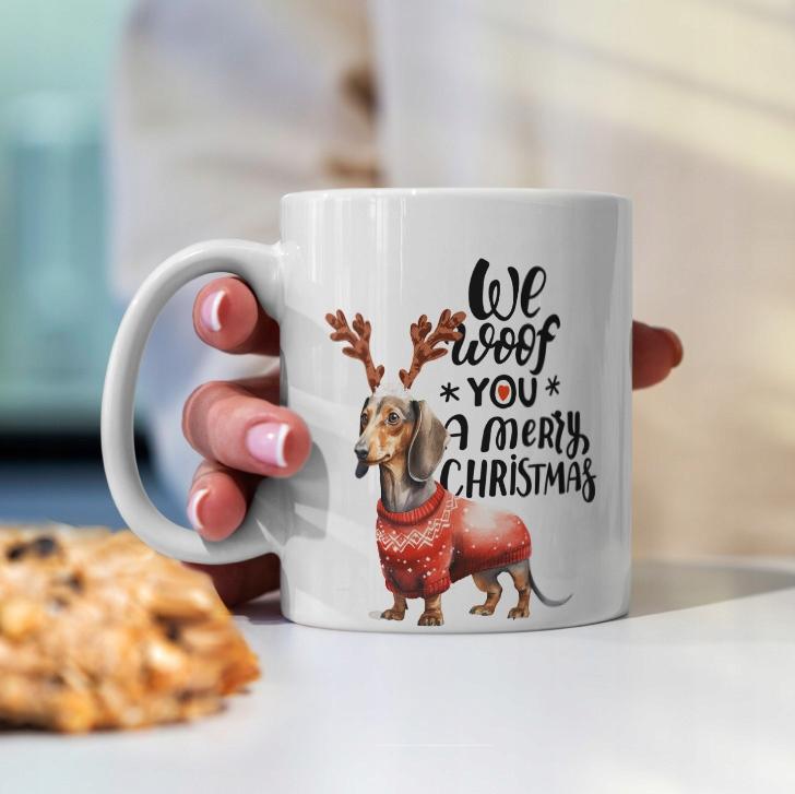 Kubek Świąteczny Jamnik Jamnikiem Pieskiem Dla Fana Psów Miniaturka Dog