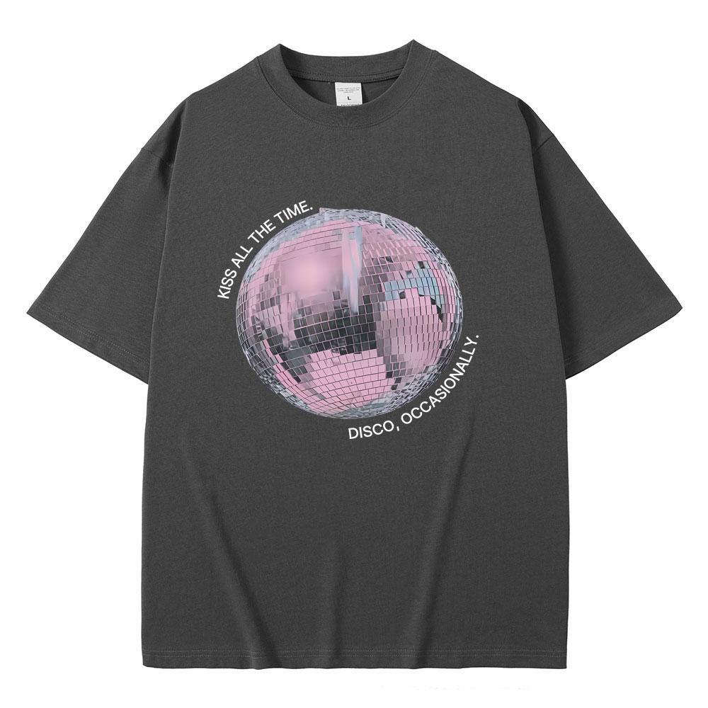 Kiss All The Time Disco Occasionally Graphic Tshirts Men Women Hip Hop Fashion Trend T Shirts Unisex Y2k Oversized Streetwear