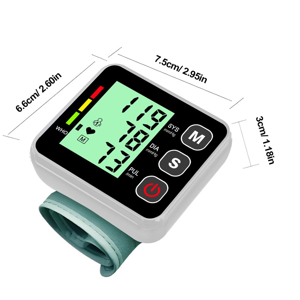 Wrist Digital Blood Pressure Monitor Tensiometer Automatic BP Sphygmomanometer Heart Rate Pulse Meter Health Medical Care