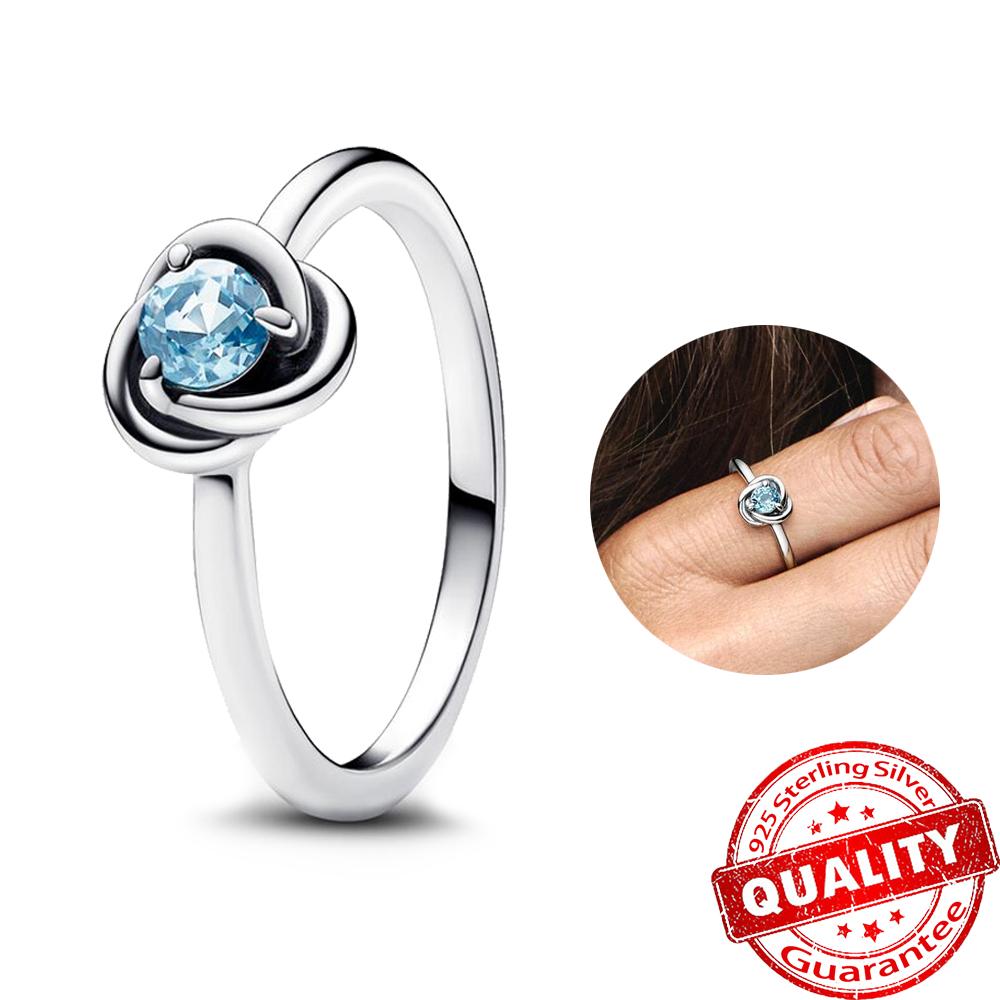Neu S925 Sterling Silber Fingerring 12 Monat Birthstone Eternity Kreis Ringe Edlen Schmuck Geburtstagsgeschenk