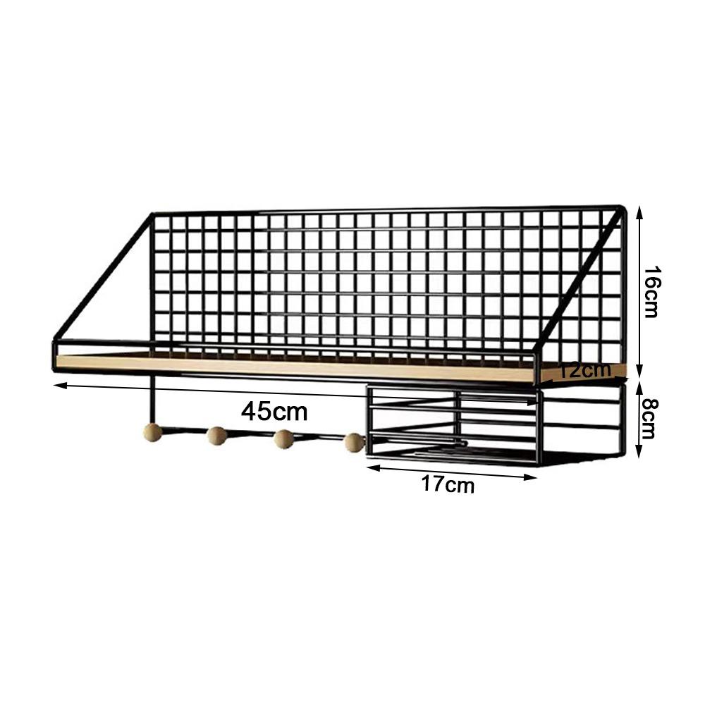 Metal Wood Wall Shelf Open Grid Multi-Layer Floating Wall Shelves Minimalist Style Display Storage Rack Living Room