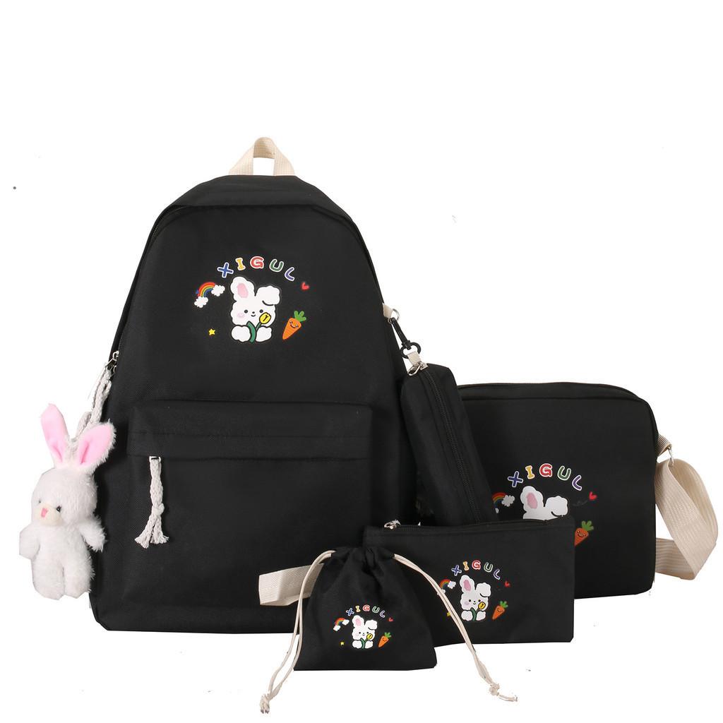 New Style High School Student Four-piece Set Backpack Junior High School Student High Appearance Value Backpack Children's Handbag Remedial Bag