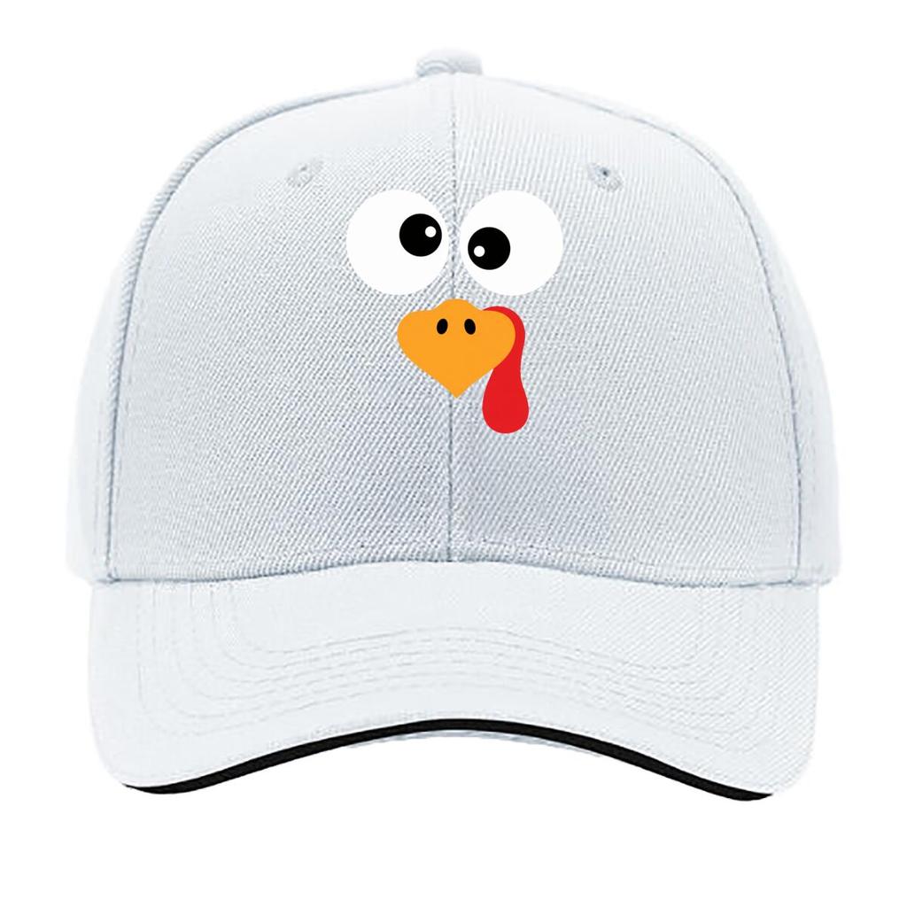 Quirky Turkey Face Cartoon Thanksgiving Graphic Sandwich Baseball Cap Unisex Women Sun Cap Outdoor Workouts Hat