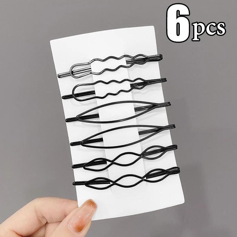 3/12Pcs Black Hair Clips Bobby Pins Wavy Fashion Hairpins Metal Barrettes Invisible BB Clip Wave Hairgrip Hair Clips Accessories