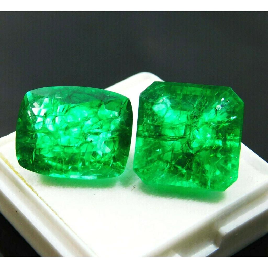 Green Colombian Emerald Cut 16 ct Natural Untreated Loose Gemstone for Jewelry Making and Crafts