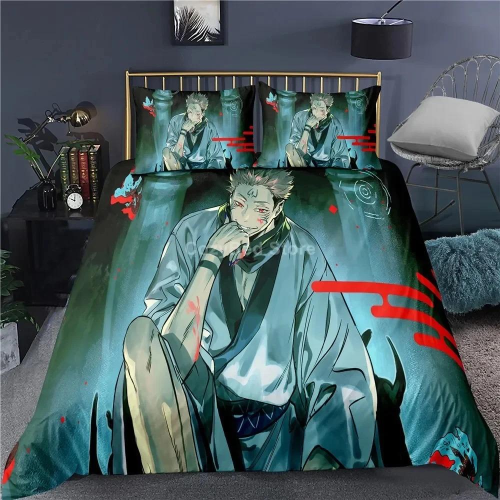 Jujutsu Kaisen Zestaw Pościeli Japonia Słynne Anime Zestawy Poszewek na Kołdrę Kołdra Pościel Twin Queen King Rozmiar Pojedynczy Dropshipping Prezent