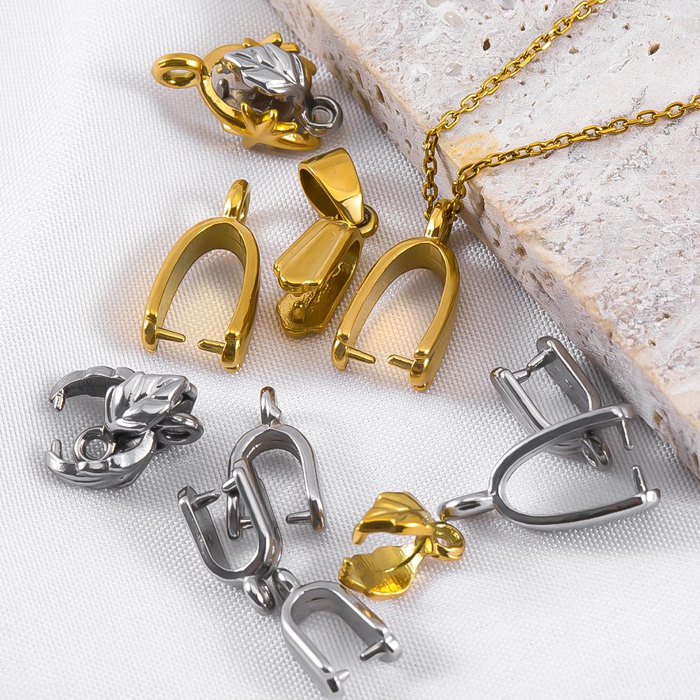 5pcs 20pcs Stainless Steel Star Pendant Pinch Bail Clip Melon Seeds Charm Clasps Connector Bulk for DIY Nacklace Making Findings