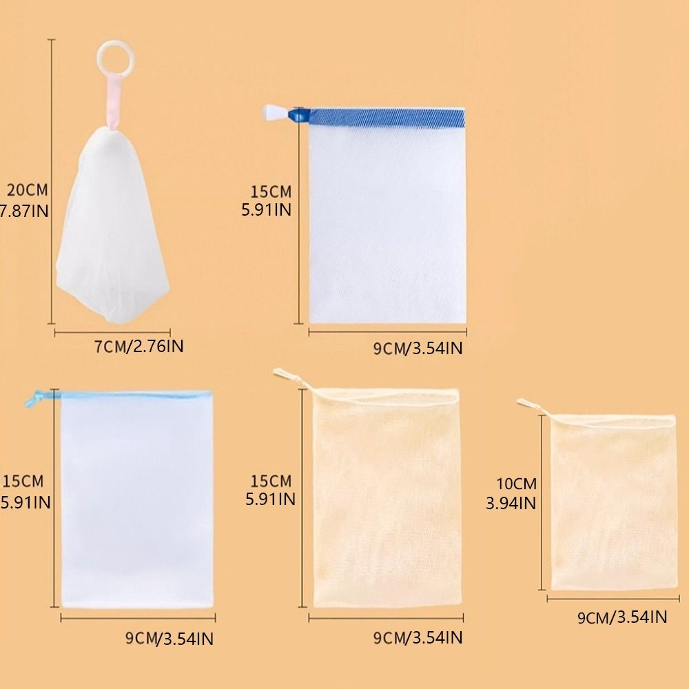 50Pcs Hangable Bath Foaming Mesh Bags with Drawstring Shower Gel Saver Pouch  for Facial Cleanser