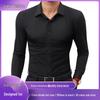 Herren Business Casual Bügelfreies Stretch Langarmhemd (Einfarbig, Europäische Größe)