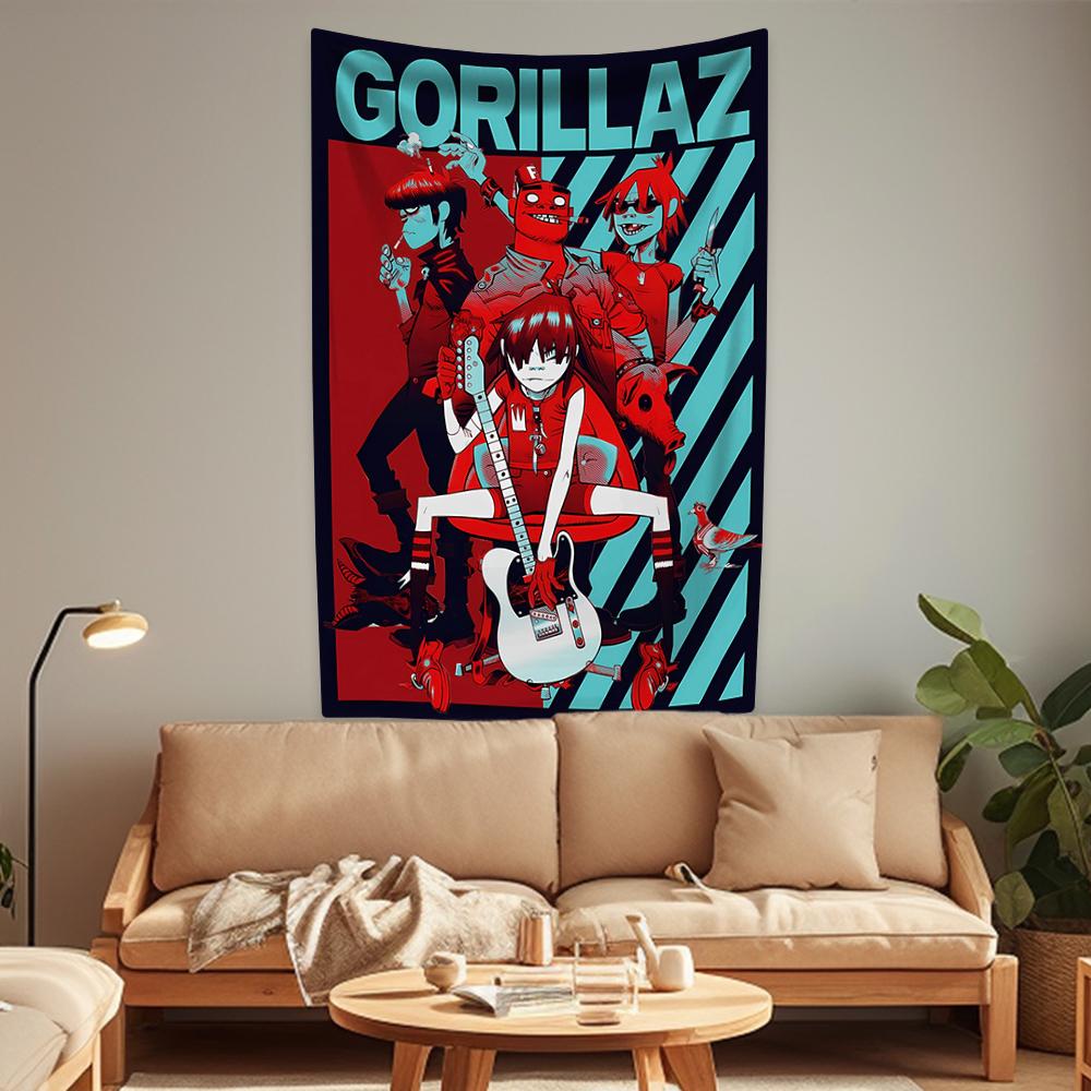 

Музыкальная группа Gorillaz Гобелен Поп-рок Домашнее украшение Большая тканевая настенная накидка для спальни, общежития, дивана, одеяла 50x40in