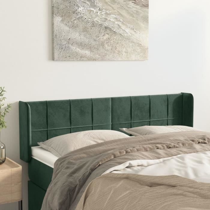 VidaXL Tête de lit avec oreilles Vert foncé 147x16x78-88 cm Velours3118819