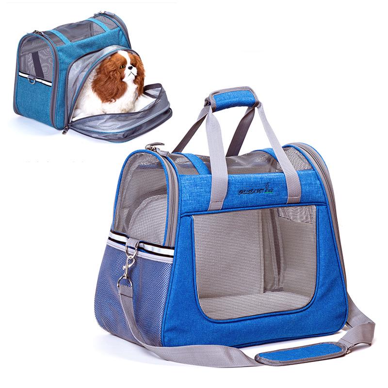 

Qisheng Handheld Cat Carrier: Large Portable Pet Bag with Side Window, Breathable, Foldable, Single Shoulder, Compatible with Pull Rod for Travel QS-008