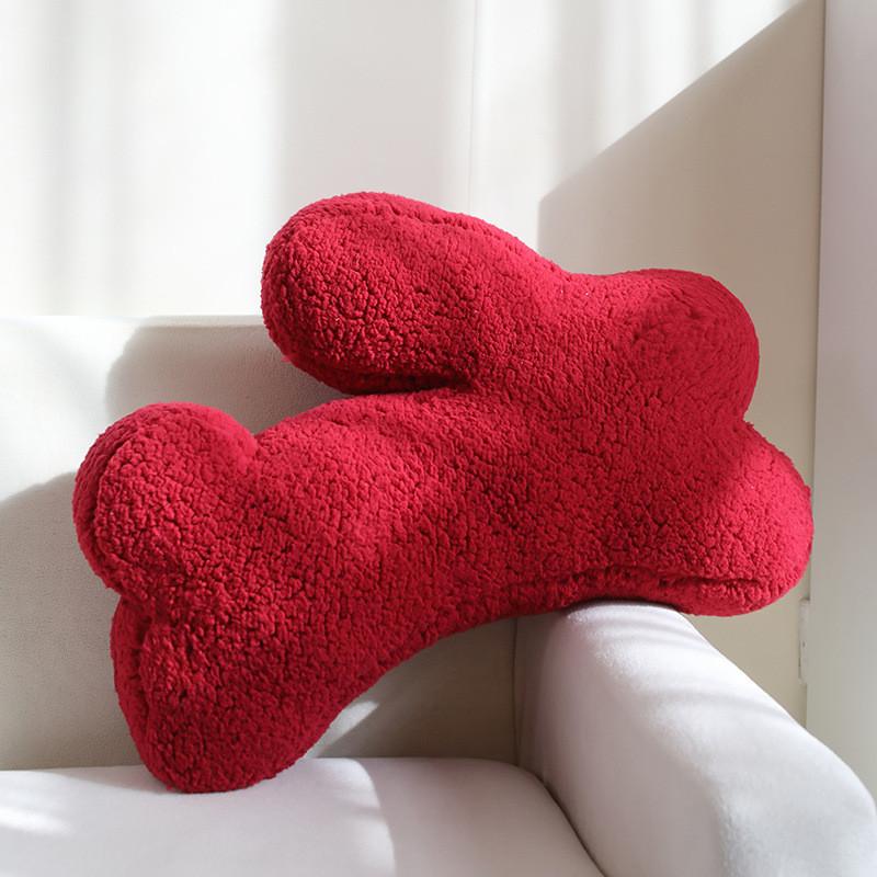 Nordic Bunny Plush Cushion With Spliced Fabric For Living Room Decor And Sofa Support