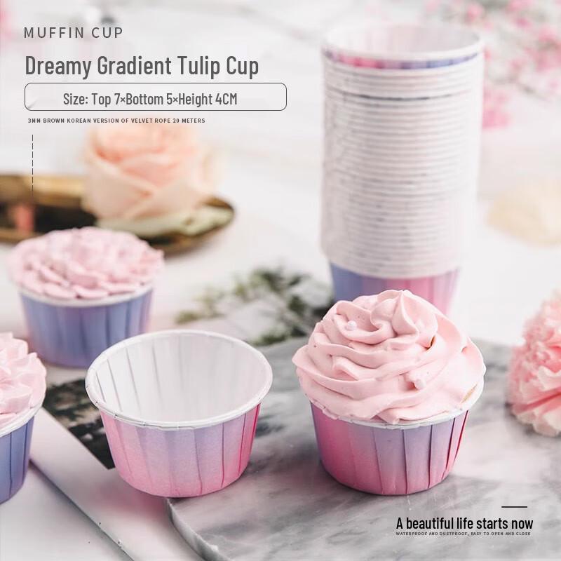 Sheng Bi Lai Dreamy Gradient Rolled-Edge Cupcake Liners