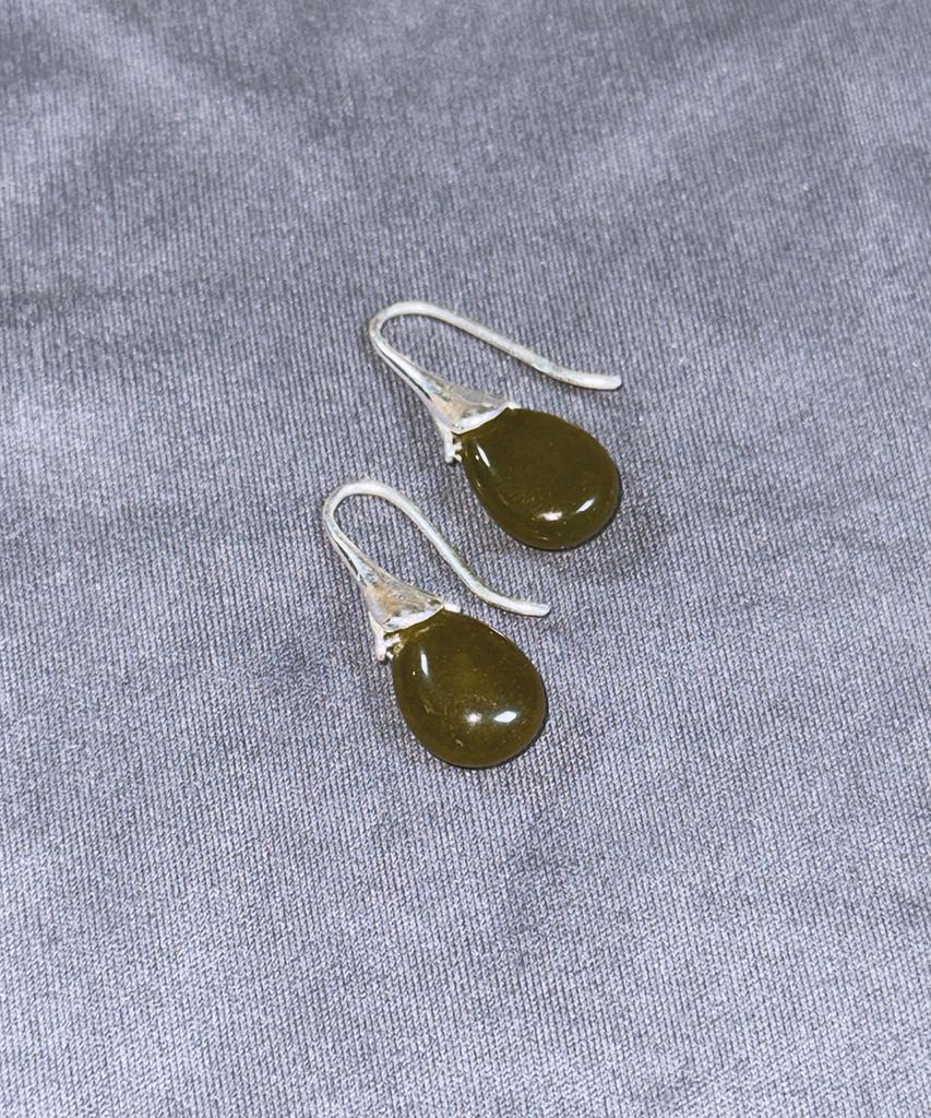 Marta 925 Silver. Pebble Earring_Olive