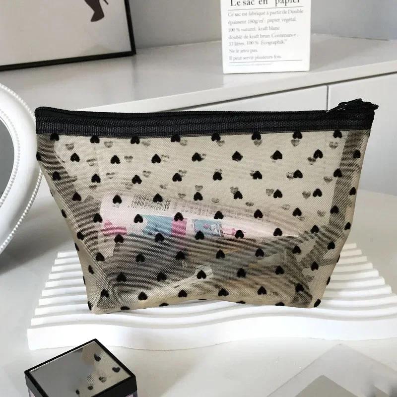 1PCS Transparent Toiletry Wash Bags Mesh Makeup Case Organizer Storage Pouch Casual Make Up Women Neceser Travel Cosmetic Bag