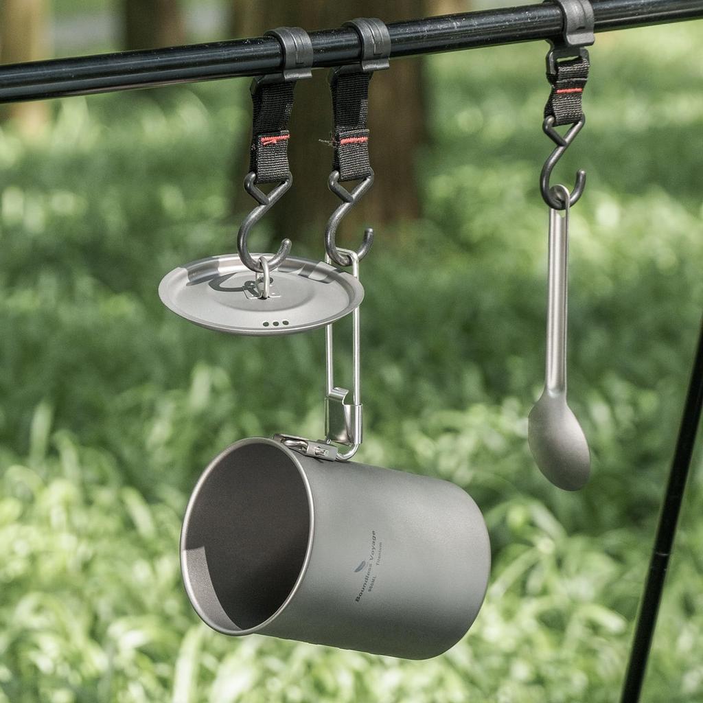 Boundless Voyage Titanium Cooker 900ml Suitable for Direct Folding Outdoor Camping Cooking with Storage Bag Mug, Flame, Lightweight, Compact, Handle,
