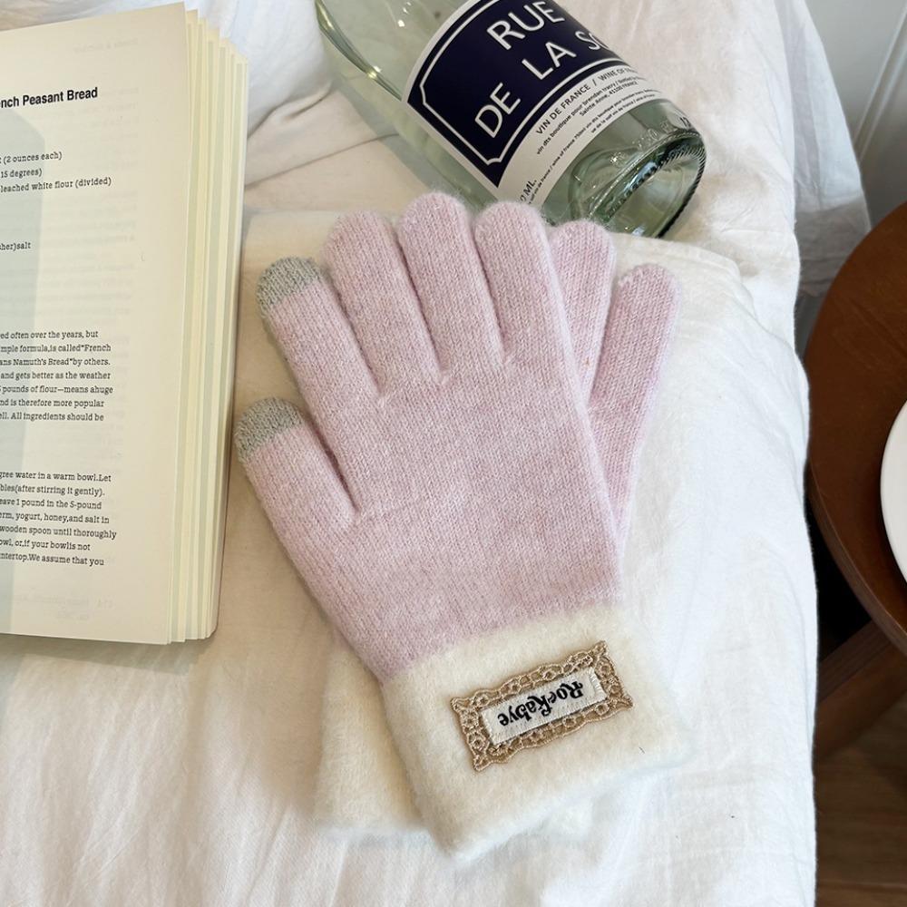 Thickened Plush Woolen Gloves Touchscreen Function Knitted Gloves New Fleece Mittens  Autumn Winter