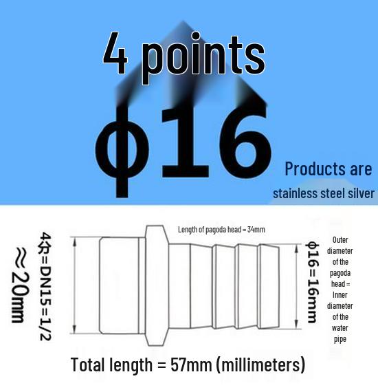 304 Stainless Steel Hex Threaded Water Hose Barb Connector