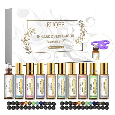 10Pcs Roller Fragrance Oil Kit for Humidifier Massage Air Purifier DIY Perfume Roller Perfume Oil Gift Set with Diffuser Bracelet