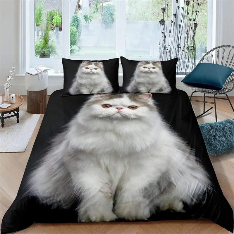 Cat Colorful Bedding Set Pet Cats for Kids Boys Girls Teens Cute Kitten Duvet Cover 3D Animal Gift Room Decoration with Zipper