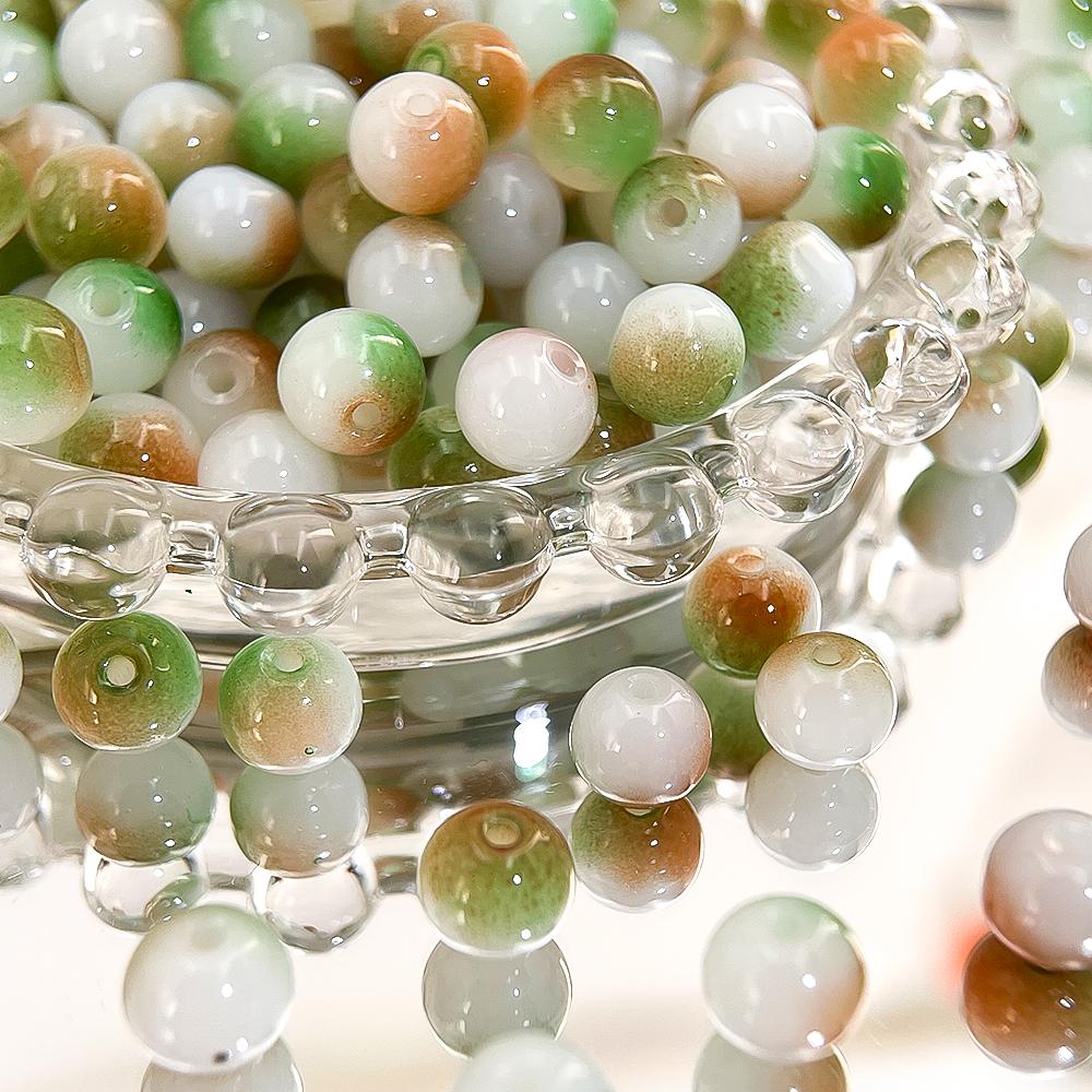 100pcs Glass Gradient Beads Multi Color Round 8mm Loose Spacer Beads for DIY Craft Bracelet Necklace Jewelry Making Findings