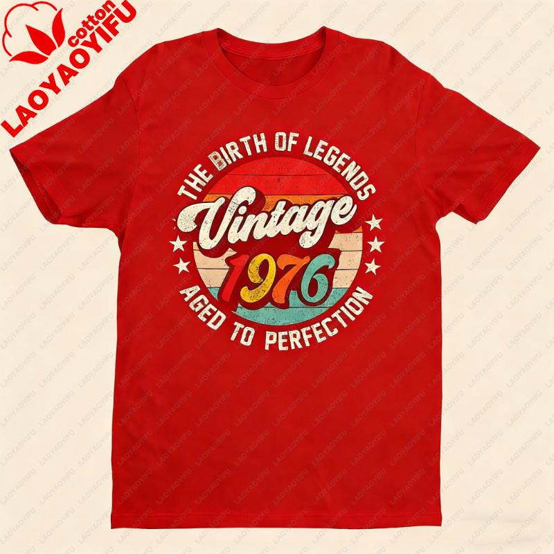 50th Birthday TShirt Birth of Legends Vintage 1976 Aged To Perfection Hipster Street Fashion Casual  Allmatch Shortsleev S