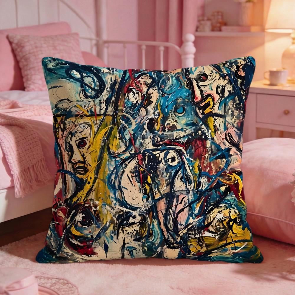 JJackson Pollock Art Cushion Cover Premium Comfort Reversible Pillow Cove Two In One Design For Any Room  Car Interior