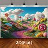 Candy Wonderland Party Background Cloth - Candy Mountain Theme with Lollipops  No Need for Electricity  Holiday Decoration