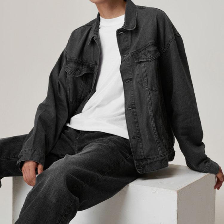 Gap Denim Jackets Men's Black Gray Color Lapel Moderate Other 745031