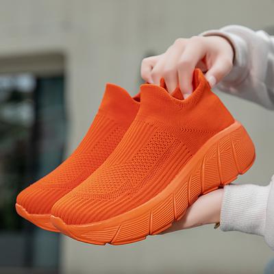 Large Size Casual Sports Shoes Platform-soled Foot-fitting Fly-woven Socks Shoes Men's and Women's Lightweight Outdoor Running Shoes