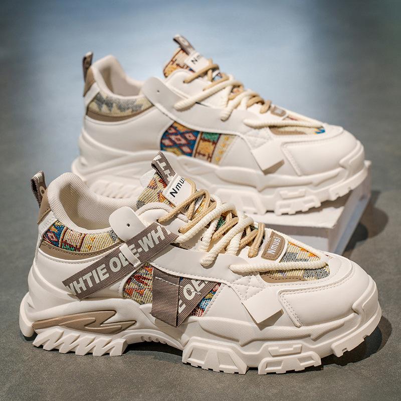 2025 Autumn Men's Shoes New Breathable Little White Shoes Men's Trend Versatile Platform Sports Shoes Casual Dad Shoes Men