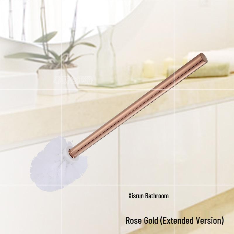 Gold Bathroom Toilet Brush with Long Handle and Soft Bristles
