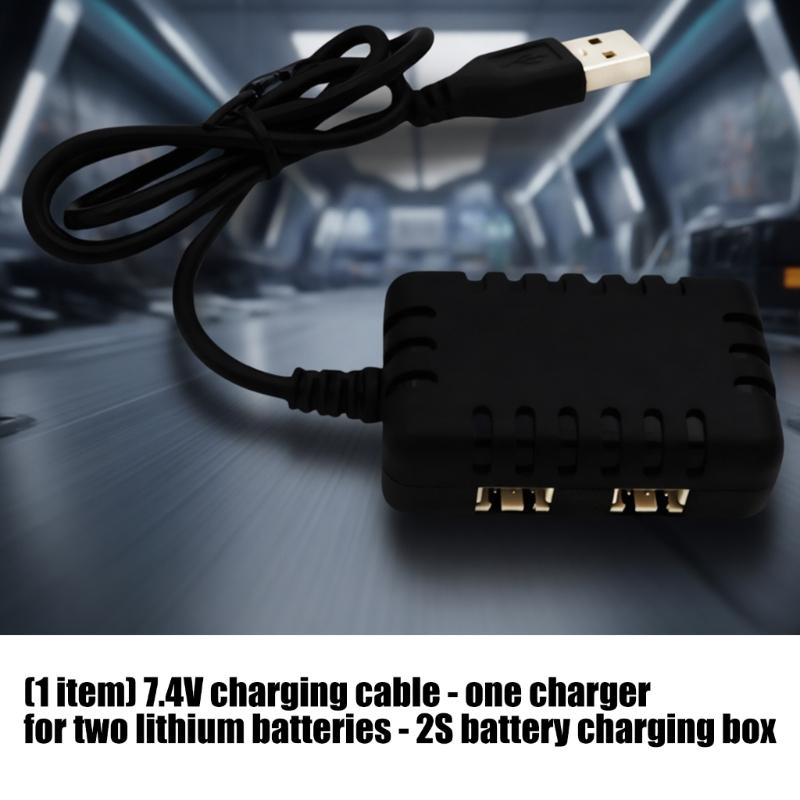 2 In 1 USB Power 7.4V Lithium Batteries Chargers Cord Compatible for 350mAh To 2200mAh Batteries for Remote Car