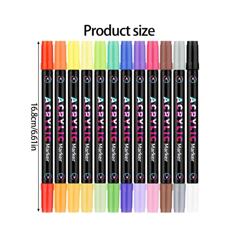 12 Stück Professionelle Nagelmarker mit 0,5 mm Präzisionsspitze und 24 reichen Schnelltrocknenden Farben Nagelkunst Kreationen Stifte