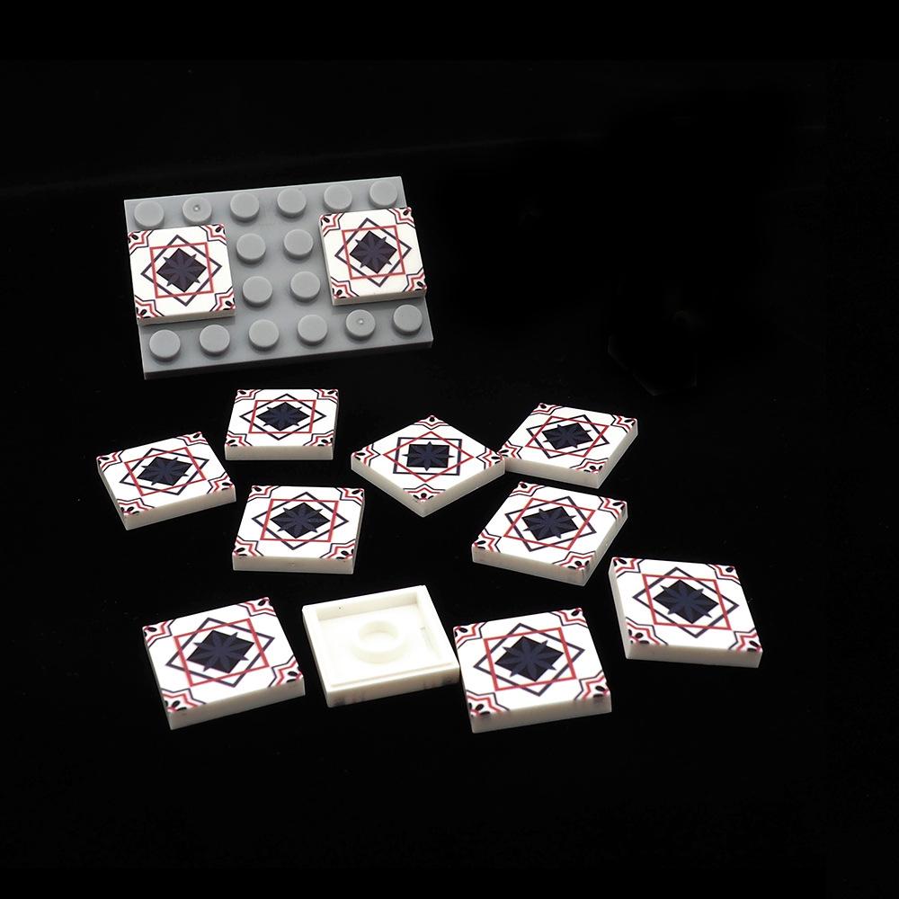 MOC 10 Stück Puzzle High-Tech 3068 2x2 Gemusterte Bodenfliesen Bausteine Bedruckte Plattensteine Partikelspielzeug Kinder Geschenk