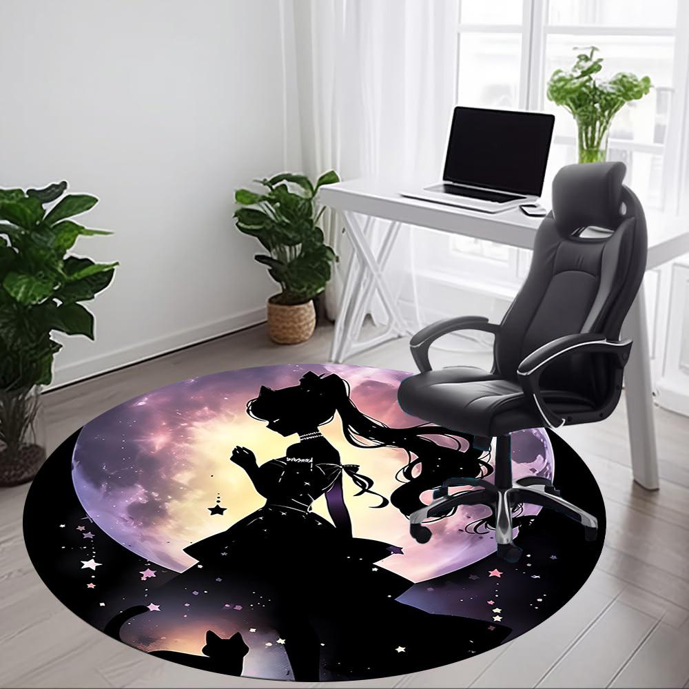 1pc Sailor Moon Office Round Area Rug, Under Office Chairs Bedroom Living Room Home Decor a0926166