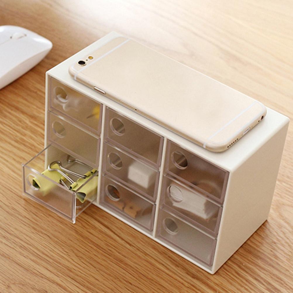 Mini 9 Schubladen Schreibtisch Aufbewahrungsbox Kunststoff Aufbewahrungsorganizer für Zuhause Büro