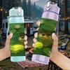 1PC Otter Lotus Pond Scene 750ml Color Plastic Sports Water Bottle Leakproof Flip Straw Lid Suitable for Sports Office Home Use