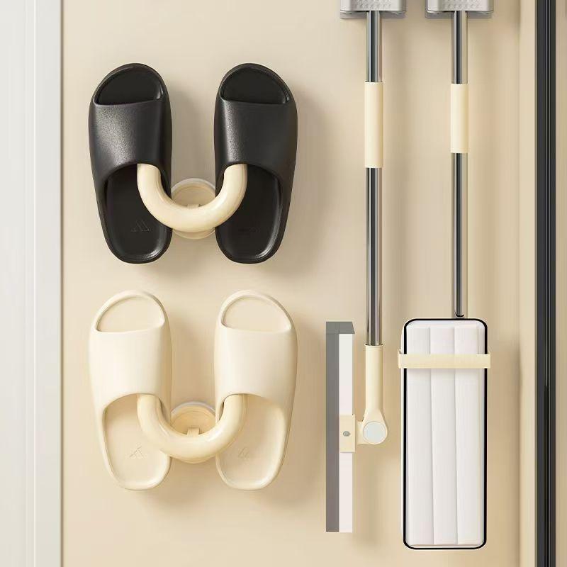 Bathroom Suction Cup Slipper Holder - No Drilling Required, Bathroom Wall Installation with Drainage | Multi Scene Storage