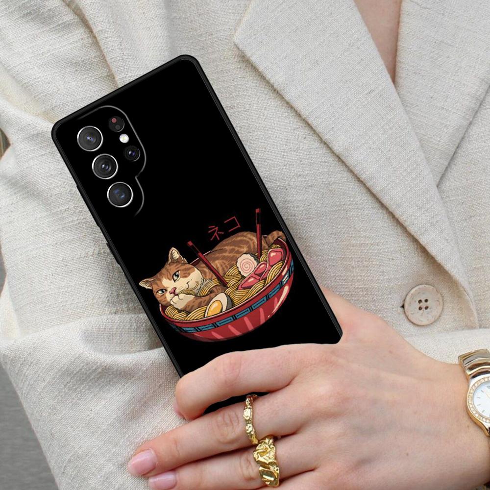 Neko Ramen Japan Cat Cell Phone Case for Samsung Galaxy S26 Ultra S25 S24 S23 S22 S21 S20 Note10 Cover