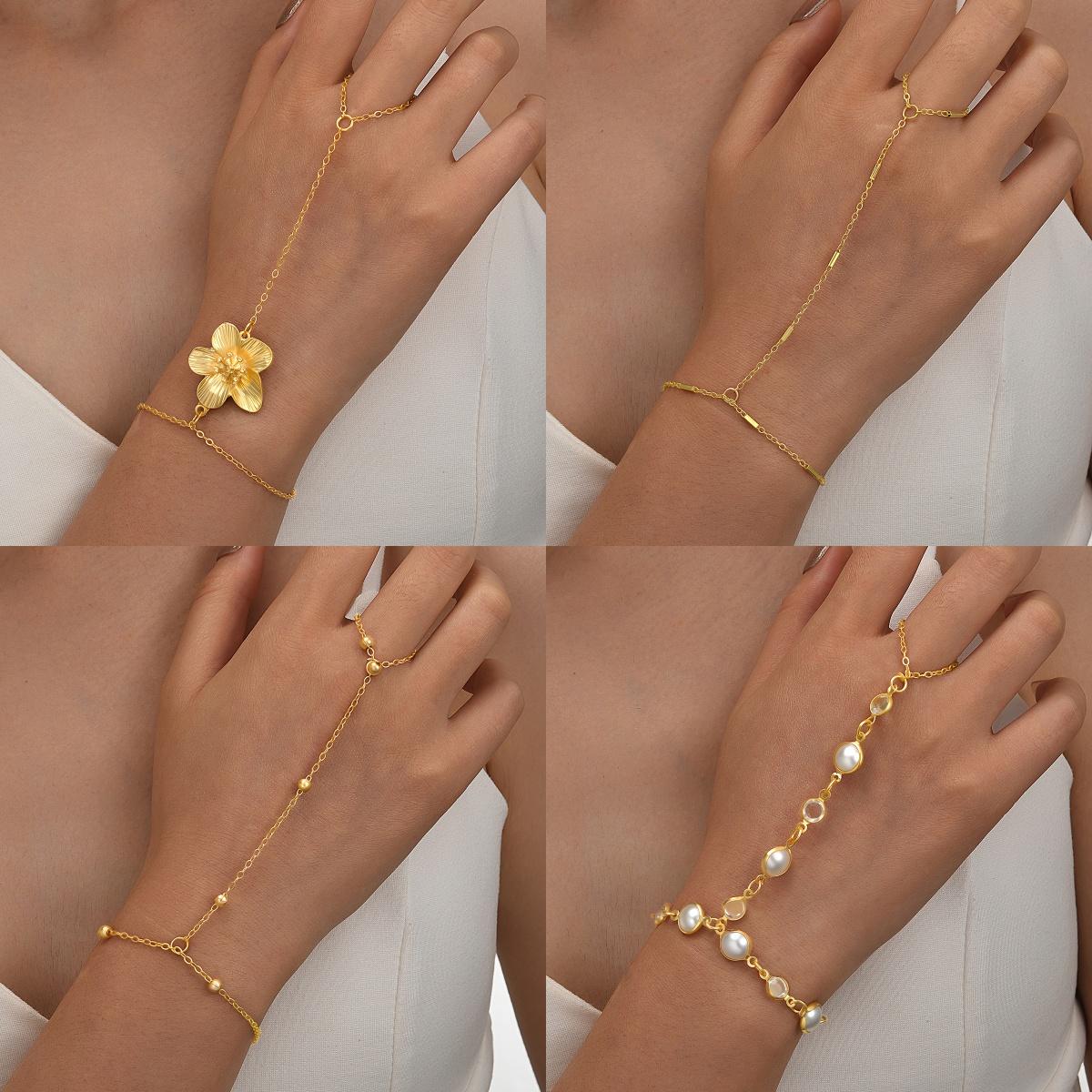 

17KM Набор из 4 предметов: браслет с цветком и кольцо, модная бижутерия для женщин, трендовый блестящий аксессуар для вечеринок на каждый день, подарок для нее