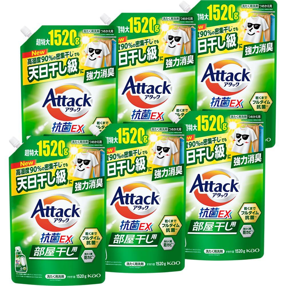 Attack Antibacterial EX Laundry Detergent for Indoor Drying Powerful Deodorizing Effect Even in High Humidity and Densely Hanging Conditions Liquid зелёный