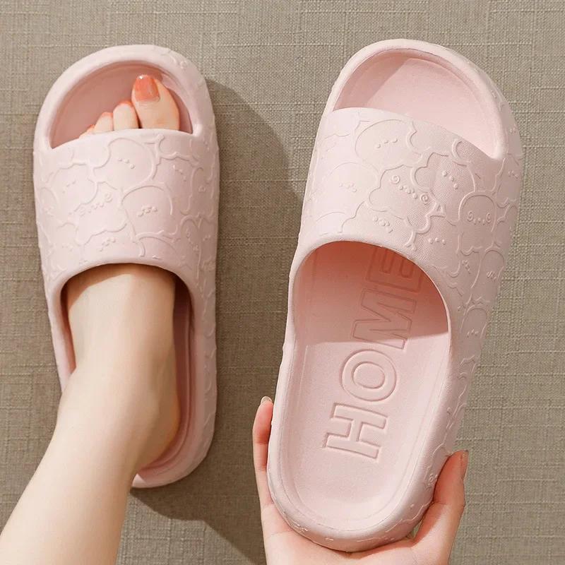 Fashion Women Soft Sole House Slippers 2024 Summer Beach Thick Platform Slipper Sandals Women Korean Eva Slippers Couple Home Flip Flop