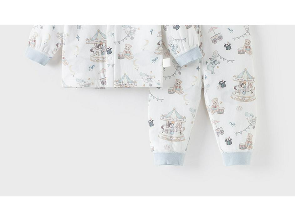Quilted Baby Two-Piece Homewear Set - Front-Opening Thin Cotton for Autumn/Winter