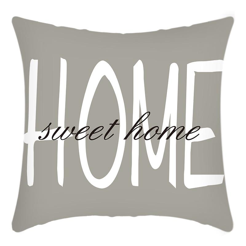 New Green Plant Letter Printing Green Plant Small White Flower Print Pillow Home Sofa Cushion Cover