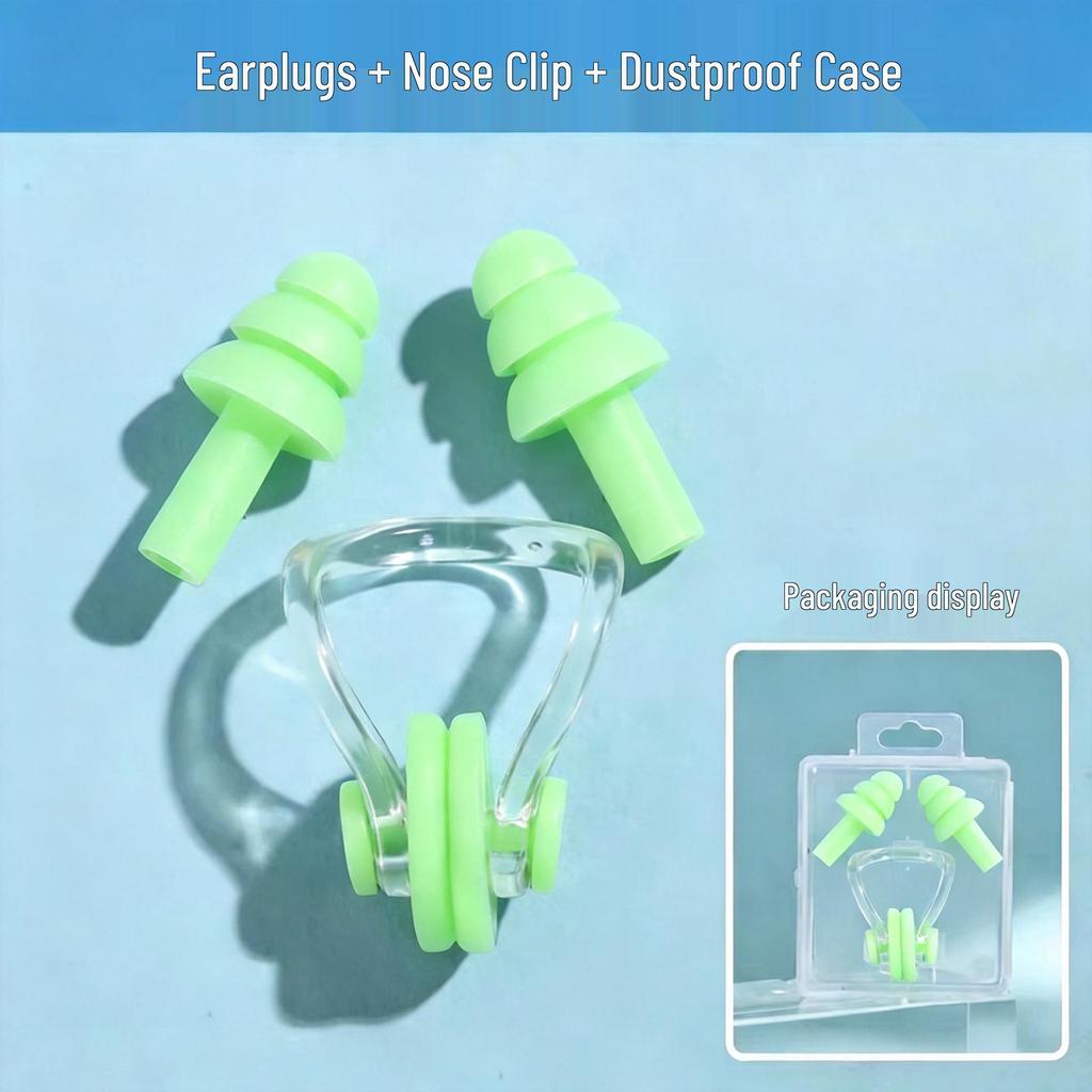 Diving Nose Clip & Earplug Set for Adults & Kids - Professional Silicone Waterproof Swimming Gear