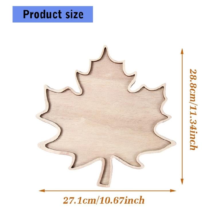 Christmas Themed Maples Leaf Snacks Tray Natural Wood Grooved Serving Dish for Candy Nut Holiday Table Decors