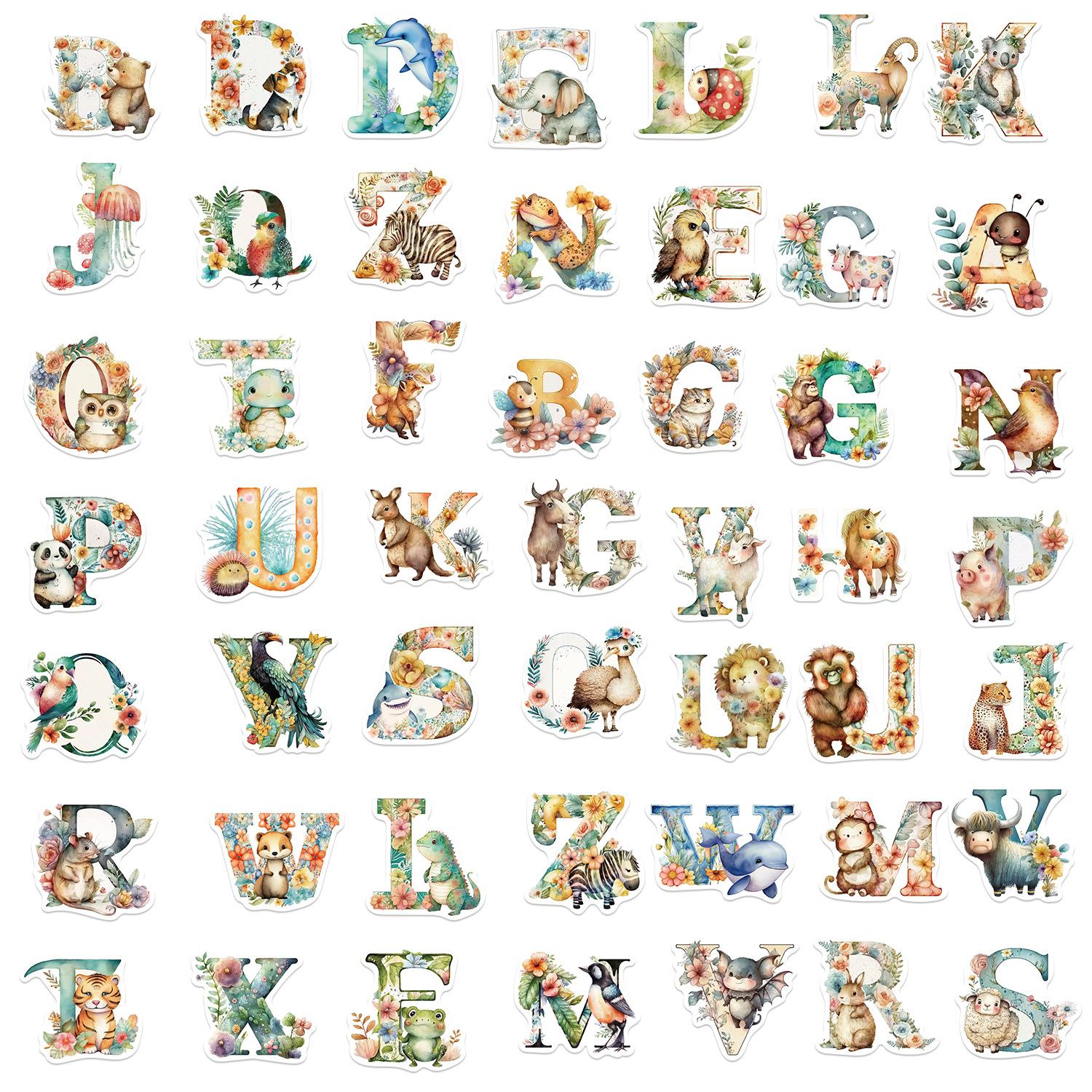 

50 Cards Letters Animal Graffiti Stickers Guitar Notebook Suitcase DIY Waterproof Stickers